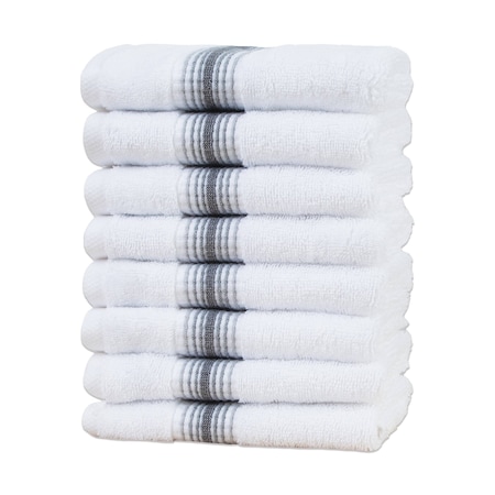 Arkwright Home Aston & Arden Turkish Striped Washcloth 13x13 Pewter (8pk) WC-STT-1313-1.75-PTR
